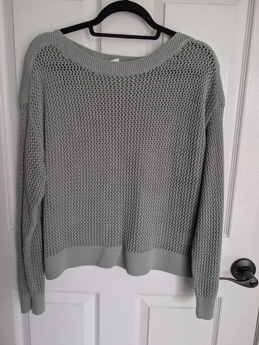 Light Sage Green Open Knit Women's Sweater